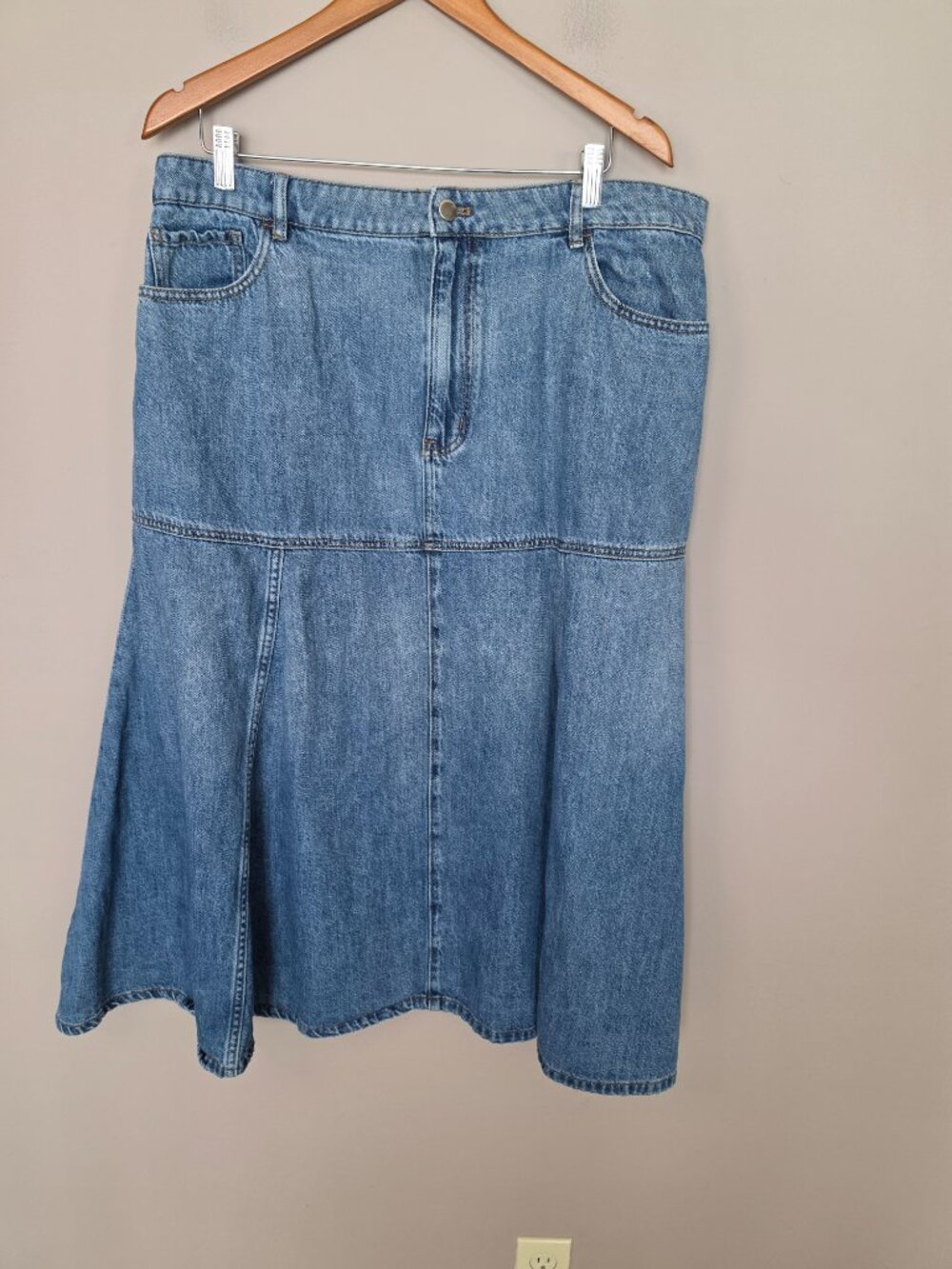 Mare Mare x Anthropologie Denim Flounce Midi Skirt Size XL - Picture 11 of 12